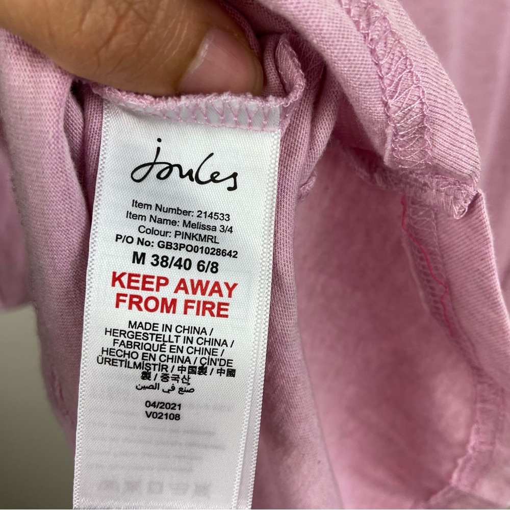 Joules Pink‎ Cotton 3/4 Sleeve Shirt Top Bee Loungewear Comfy Cozy Size Medium - Picture 4 of 10